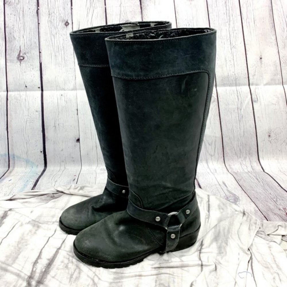 True Religion Black Harness Tall Riding Boots